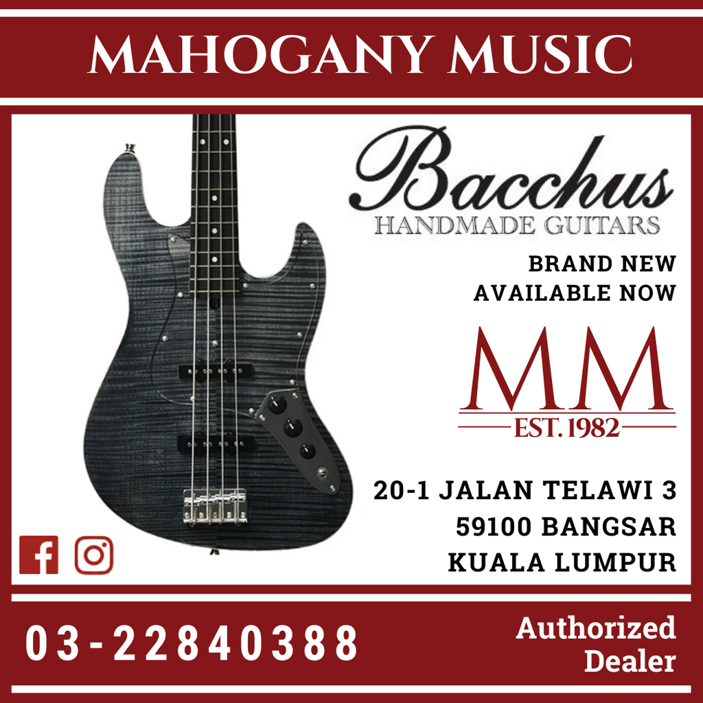 Bacchus WL-434S FM-ALD BLK-OIL Black Oil 4-String Bass – Mahogany 