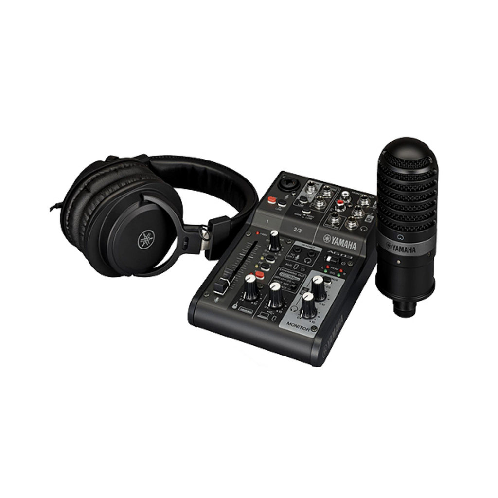 Podcasting Gaming Voice Over Recording Package with Yamaha AG03 MK2 3 Mahogany Music