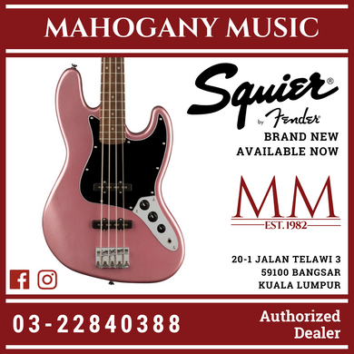 Squier Affinity Series Jazz Bass Guitar, Laurel FB, Burgundy Mist