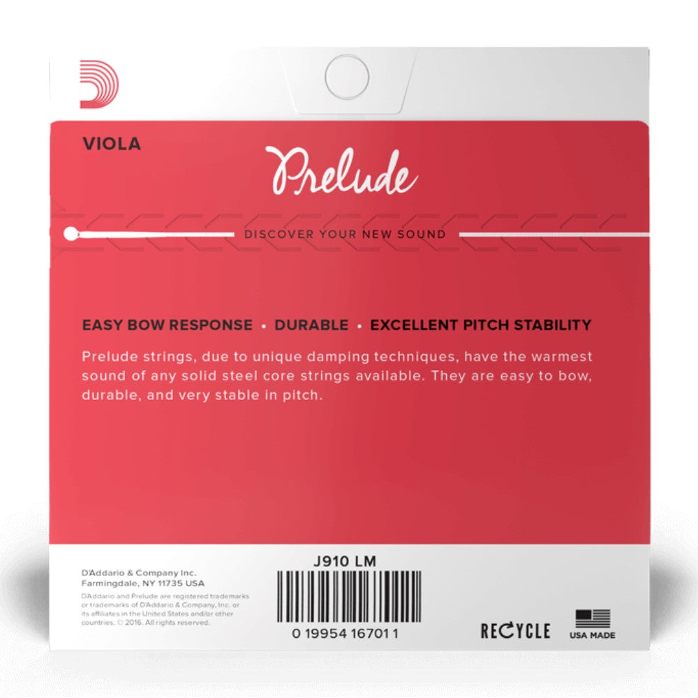 D’Addario J910 LM Prelude Viola String Set, Long Scale, Medium Tension