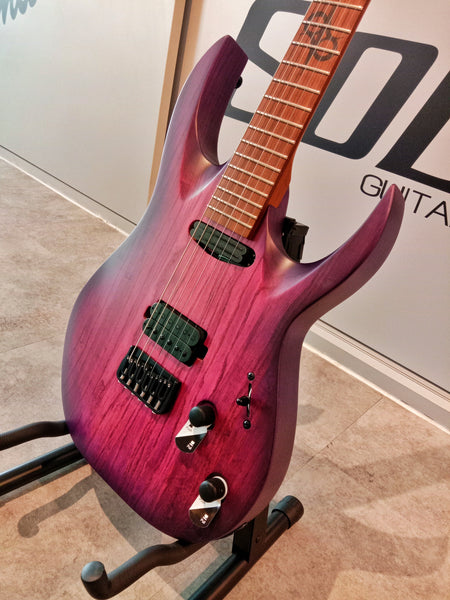 Unleash Your Inner Shredder with the Solar AB1.6HTPB Trans Purple Burst Matte Electric Guitar!