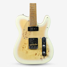 SQOE SETL550 Burl Mahogany with Roasted Maple Fretboard Telecaster Electric Guitar ( SETL / SETL-550 / SETL 550 / Tele ) White