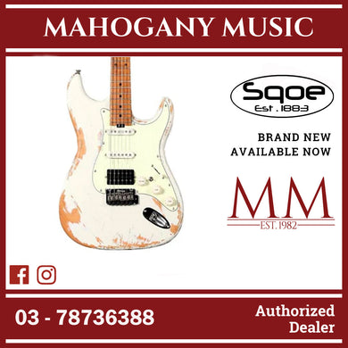 SQOE SEST960 HSS Roasted Maple Relic Series Electric Guitar ( SEST / SEST-960 / ST 960 ) White