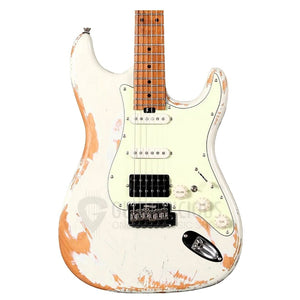 SQOE SEST960 HSS Roasted Maple Relic Series Electric Guitar ( SEST / SEST-960 / ST 960 ) White