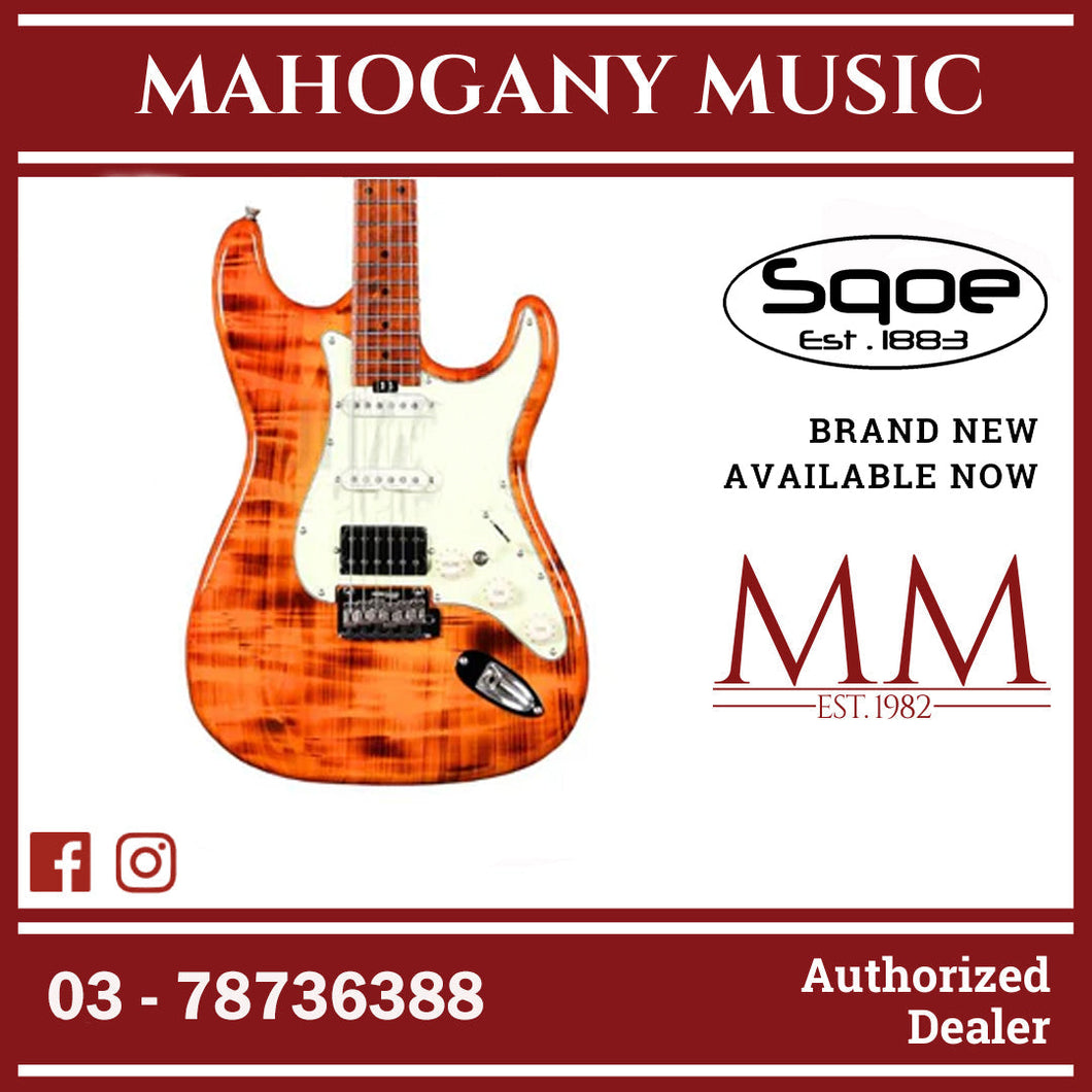 SQOE SEST980 HSS Roasted Maple Series Electric Guitar - Torched Natural ( SEST / SEST-980 / ST 980 )