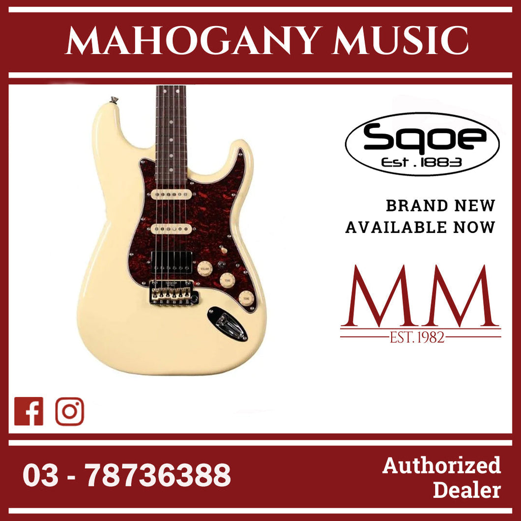 SQOE SEST1000 Premium Custom Series HSS Electric Guitar with Hardcase ( SEST / SEST-1000 / ST 1000 ) Olympic White