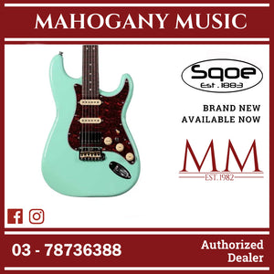 SQOE SEST1000 Premium Custom Series HSS Electric Guitar with Hardcase ( SEST / SEST-1000 / ST 1000 ) Mint Green