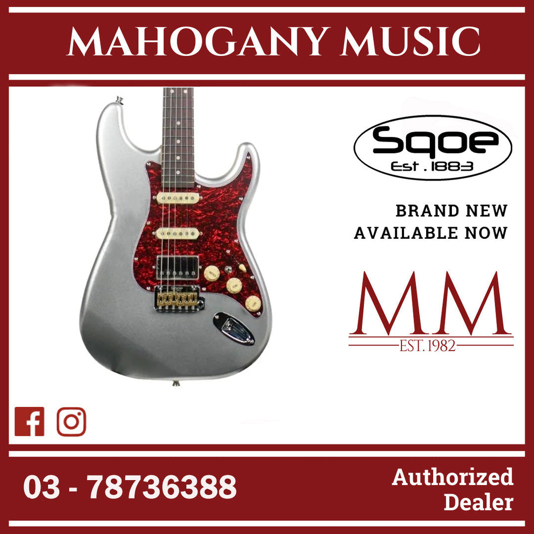 SQOE SEST1000 Premium Custom Series HSS Electric Guitar with Hardcase ( SEST / SEST-1000 / ST 1000 ) Sparkling Silver