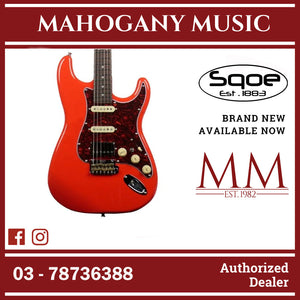 SQOE SEST1000 Premium Custom Series HSS Electric Guitar with Hardcase ( SEST / SEST-1000 / ST 1000 ) Classic Red