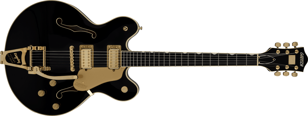 [PREORDER] Gretsch Broadkaster LX Center Block Guitar w/String-Thru Bigsby & Gold Hardware, Ebony FB, Black