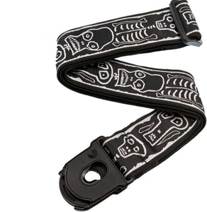D'Addario 50PLJS01 Joe Satriani Signature Planet Lock Guitar Strap, Skull N Bones