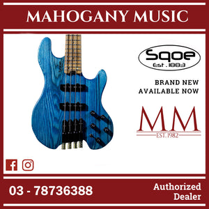 SQOE SEBS990 Active & Passive Headless Short Scale Bass Blue