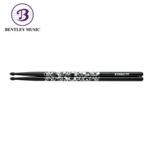 Tama 5A-S-BS Sticks of Doom Series 5A Japanese Oak Drumsticks, Black Silver Pattern
