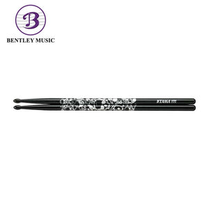 Tama 5A-S-BS Sticks of Doom Series 5A Japanese Oak Drumsticks, Black Silver Pattern