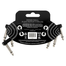 Ernie Ball P06443 FLEX Instrument Patch Cable 3 Inch Black, 3 Pack