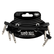 Ernie Ball P06443 FLEX Instrument Patch Cable 3 Inch Black, 3 Pack
