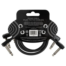 Ernie Ball P06445 FLEX Instrument Patch Cable 12 Inch Black, 3 Pack