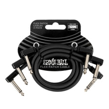 Ernie Ball P06445 FLEX Instrument Patch Cable 12 Inch Black, 3 Pack