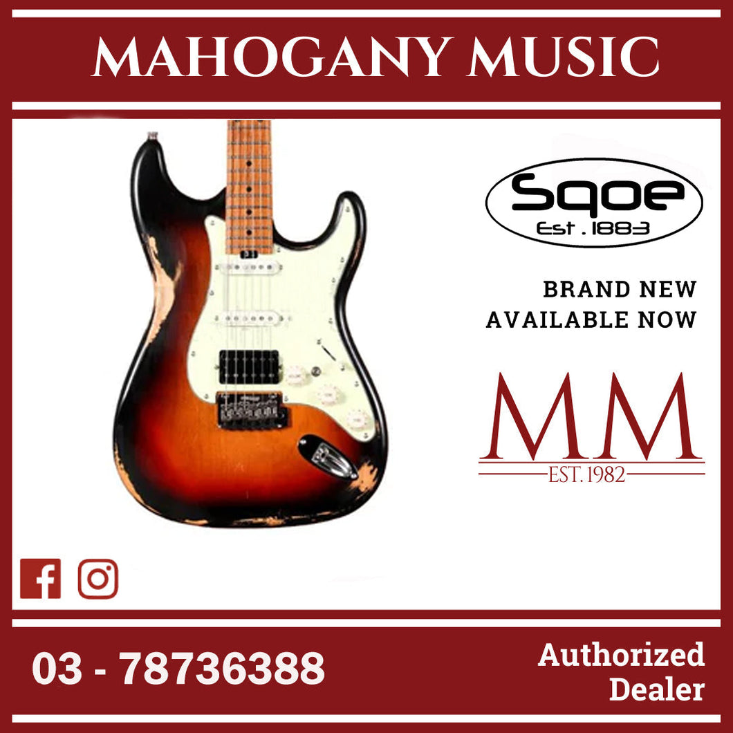 SQOE SEST960 HSS Roasted Maple Relic Series Electric Guitar ( SEST / SEST-960 / ST 960 ) Sunburst