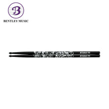 Tama 7A-S-BS Sticks of Doom Series 7A Japanese Oak Drumsticks, Black Silver Pattern