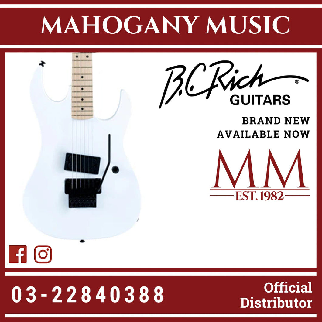 B.C. Rich Gunslinger Retro II with Floyd Rose Electric Guitar - White