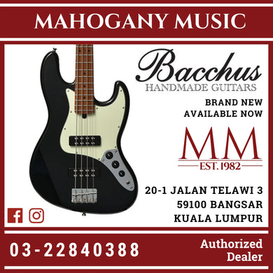 Bacchus BJB-2-RSM/M-BLK Universe Series Roasted Maple Electric Bass, Black