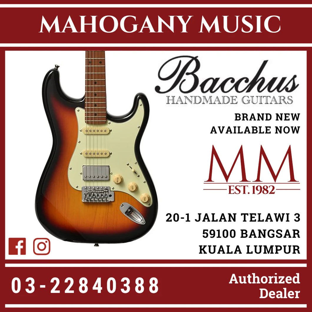 Bacchus BST-2-RSM/M-3TS Universe Series Roasted Maple Electric Guitar, 3 Tone Sunburst