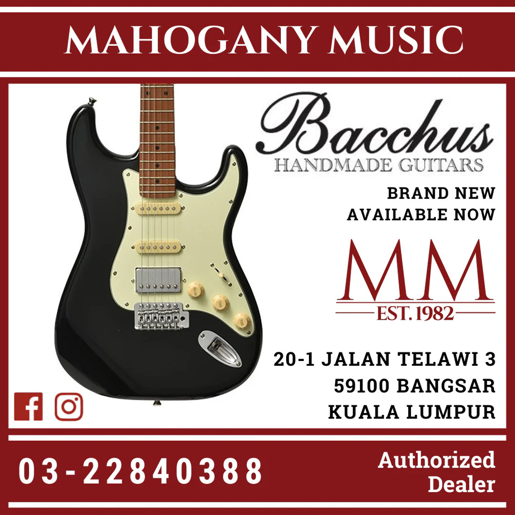 Bacchus BST-2-RSM/M-BLK Universe Series Roasted Maple Electric Guitar, Black