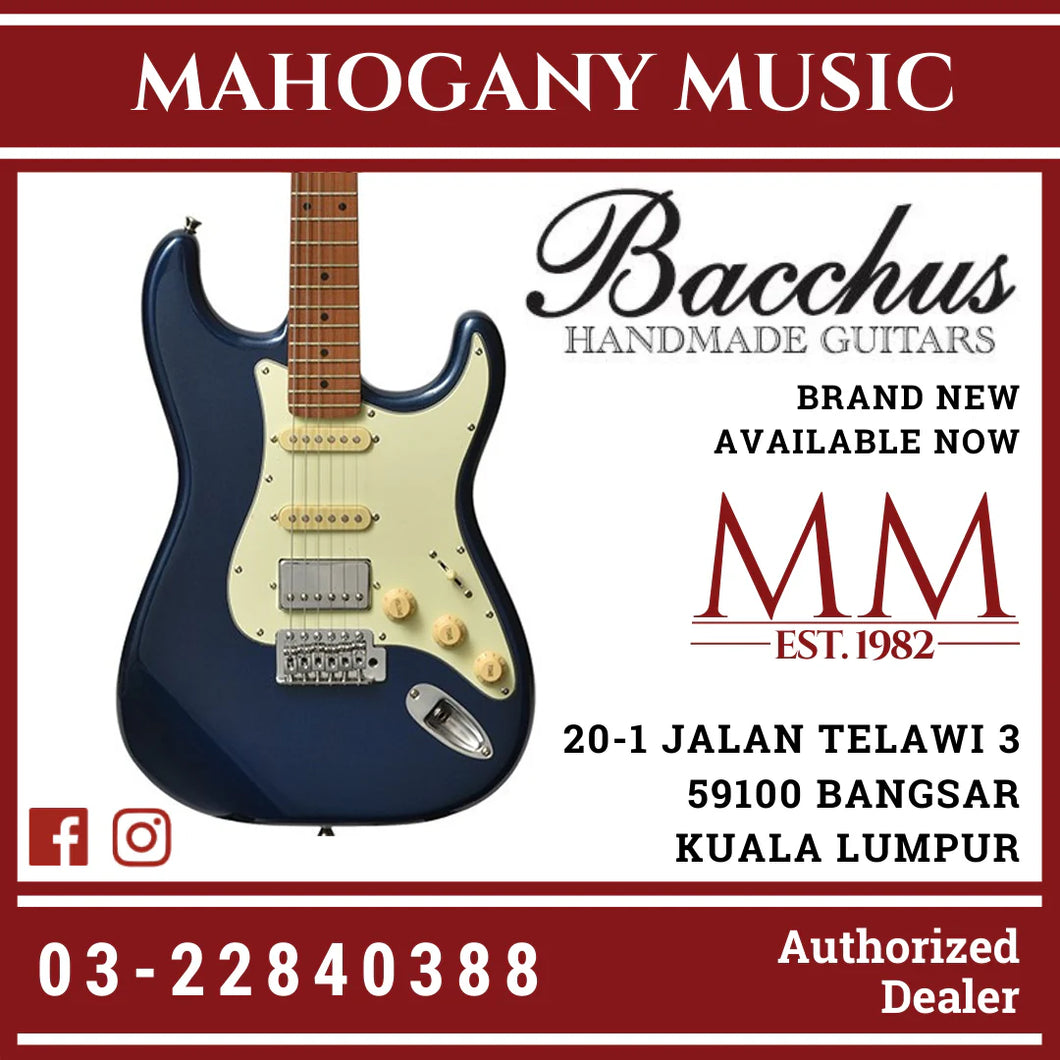 Bacchus BST-2-RSM/M-DLPB Universe Series Roasted Maple Electric Guitar, Deep Lake Placid Blue
