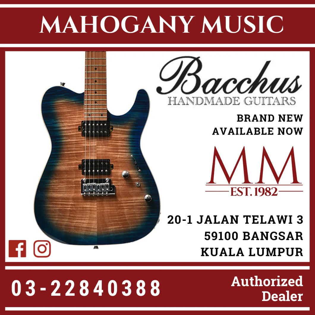 Bacchus TAC24 FMH-RSM/M-N-BL-B Universe Series Roasted Maple Electric Guitar, Natural Blue Burst