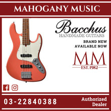 Bacchus WJB-1DX RSM/M-FR Universe Series Roasted Maple Electric Bass, Fiesta Red