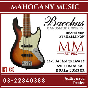 Bacchus WJB5-630-RSM/M-Act-3TS Universe Series Roasted Maple 5-String Electric Bass, 3 Tone Sunburst