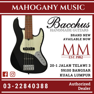 Bacchus WJB5-630-RSM/M-Act-BLK Universe series Roasted Maple 5 String Electric Bass, Black
