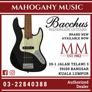 Bacchus WJB5-630-RSM/M-Act-BLK Universe series Roasted Maple 5 String Electric Bass, Black