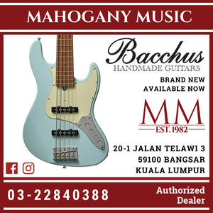 Bacchus WJB5-630-RSM/M-Act-PTL-SOB Universe Series Roasted Maple 5-String Electric Bass, Pastel Sonic Blue