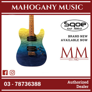 SQOE SETL900 HH Roasted Maple Series Telecaster Electric Guitar ( SETL 900 / SETL-900 ) Beach Fade Surf