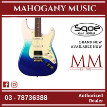 SQOE SEST1001 Custom Series HSS Electric Guitar with Hardcase ( SEST / SEST-1001 / ST 1001 ) Belair Blue B