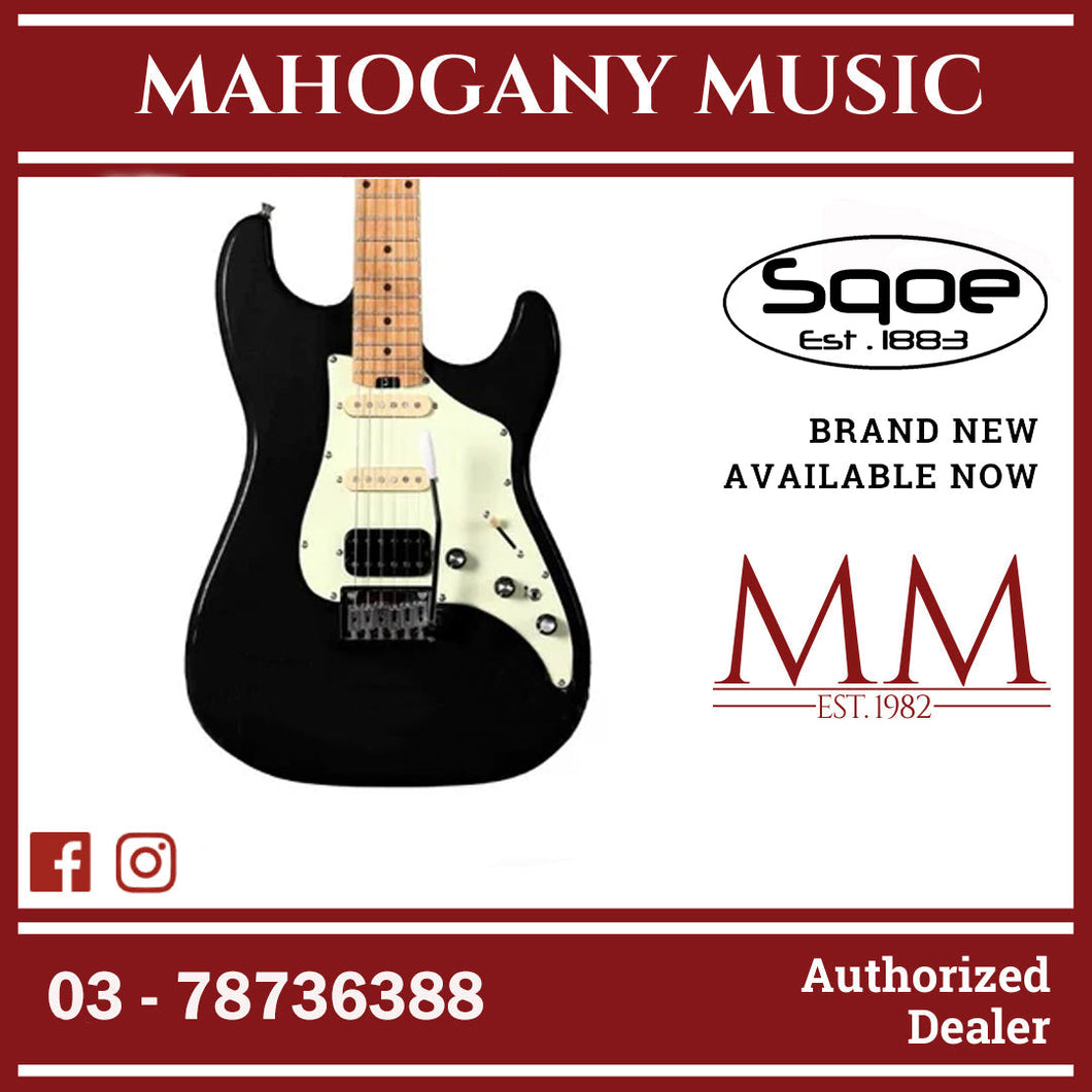 SQOE SEST800 HSS Roasted Maple Series Electric Guitar ( SEST / SEST-800 / ST 800 ) Black