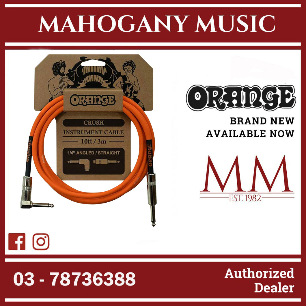 Orange Crush 10ft Instrument Cable Angled to Straight