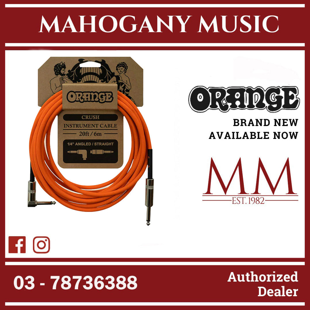 Orange Crush 20ft Instrument Cable Angled to Straight