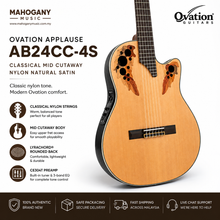 Ovation Applause AB24CC-4S E-Acoustic classical guitar Mid Cutaway Nylon Natural Satin