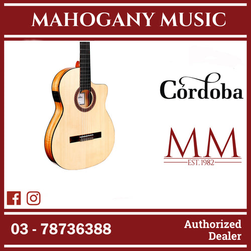 Cordoba C5-CET Limited - Solid Spruce Top, Maple Back & Sides with Pickup with Classical Guitar Bag, Mid Range Thinline Electric-Classical Guitar