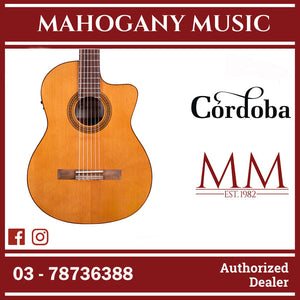 Cordoba C5-CE Cedar - Solid Canadian Cedar Top, Mahogany Back & Sides with Pickup (C5CE), Mid Range Electric-Classical Guitar