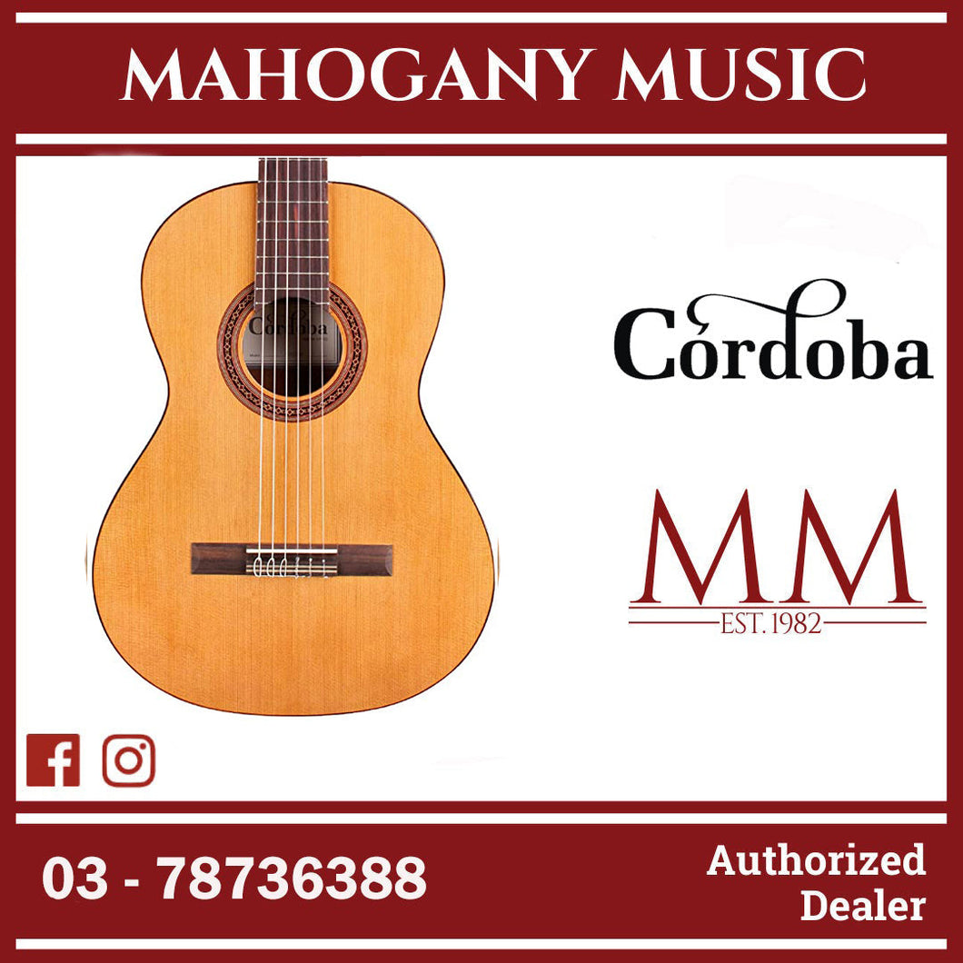 Cordoba Cadete 3/4 size - Solid Canadian Cedar Top, Mahogany Back & Sides, Beginners Classical Guitar, Best For Traveling
