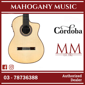 Cordoba GK Pro Negra - Solid European Spruce Top, Solid Rosewood Back & Sides with Pickup & Cordoba Humidified Archtop Wood Case (Full Solid)