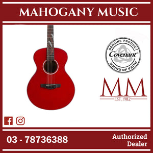 Covenant Guitar FOCUS RED 40 inch Solid Top Acoustic Guitar including Soft Case - Red