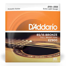D’Addario EZ900 85/15 Bronze Acoustic Guitar Strings, Extra Light, 10-50 Gauge