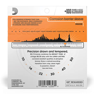 D’Addario EZ900 85/15 Bronze Acoustic Guitar Strings, Extra Light, 10-50 Gauge