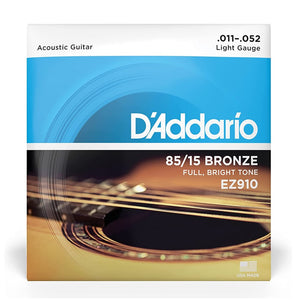 D’Addario EZ910 85/15 Bronze Acoustic Guitar Strings, Light, 11-52 Gauge