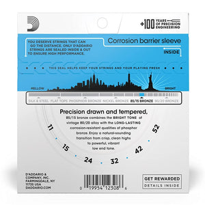 D’Addario EZ910 85/15 Bronze Acoustic Guitar Strings, Light, 11-52 Gauge